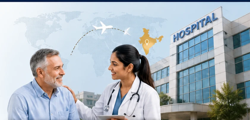 International patient discussing healthcare with a doctor in India